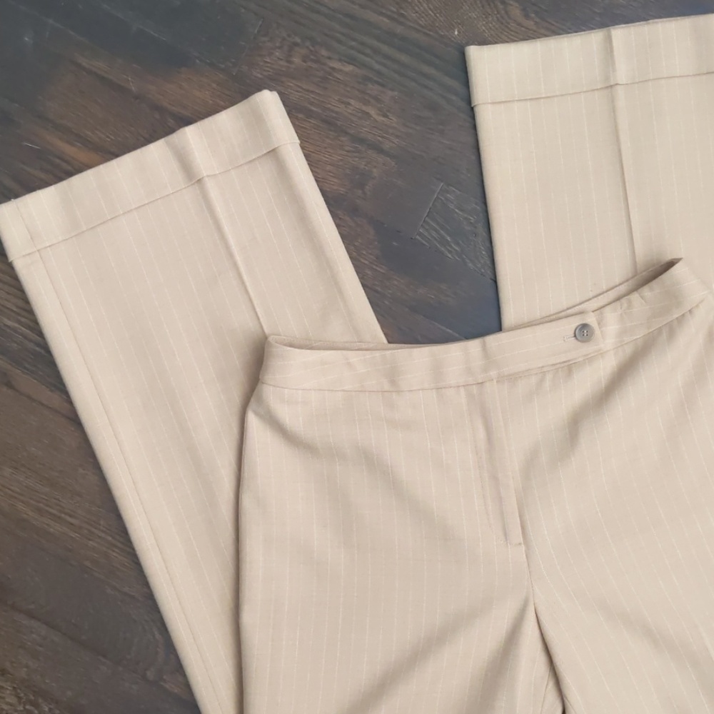 Ann Taylor tan pin stripe lined wool trousers - Picture 3 of 8